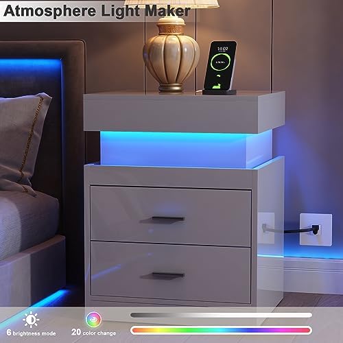 ChooChoo LED Nightstand with Charging Station and Sliding Storage - Image 4