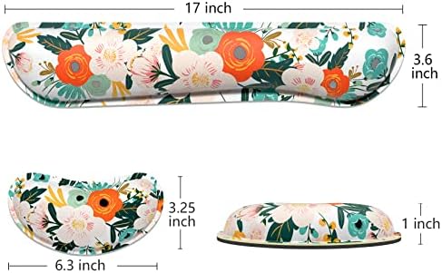 Dapesuom Enlarge Keyboard Wrist Rest, Memory Foam Wrist Cushion for Desk Mats Support, Cute Flower Pain Relief Keyboard Mouse Pad Rests Set with Non-Slip Base for Gaming Laptop Office Computer, Pink - Image 6