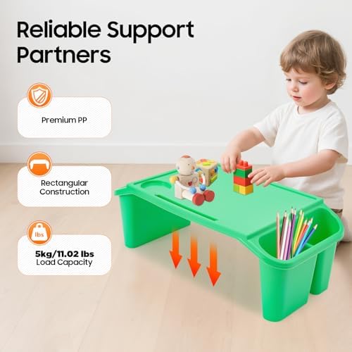 4-Pack Kids Lap Desk Trays, Portable Lightweight Plastic Laptop & Activity Trays with Storage Compartments, Non-Slip Feet & Cup Holder, Perfect for Writing, Eating, Gaming, Snacks for Boys & Girls - Image 3