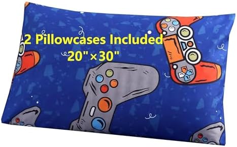 SDIII 4 Pieces Blue Gamer Sheets Twin Size Bed Set, Soft Microfiber Gaming Bed Sheet, Games Console Twin Sheets Set for Boys Kids - Image 4
