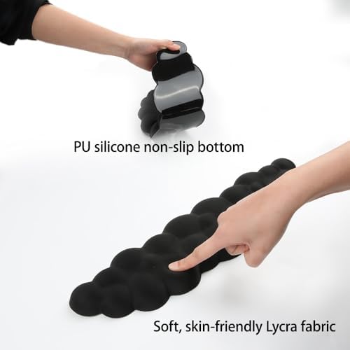 Premium Quality Cloud Wrist Rest Keyboard & Mouse Pad Set – Ergonomic Memory Foam Desk Accessories with Wrist Support for Office & Gaming – Black Fabric - Image 6