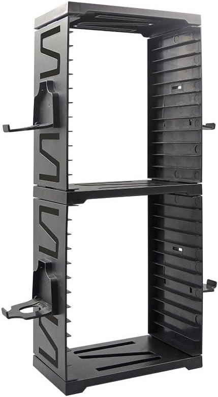Video Game Storage Rack, 24 Game Disk Holders, 4 Controller Holders, Universal for PS5/PS4/Xbox Series S & X/Xbox, Black, 12 Pack - Image 5