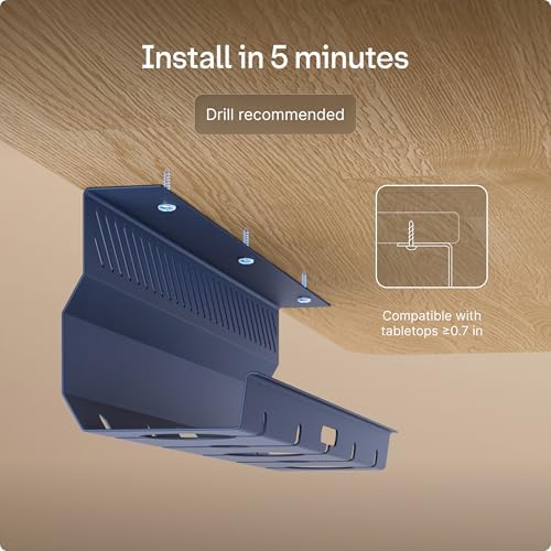 Desktronic Cable Duct Desk Blue Set of 2 - Stainless Steel Cable Management Desk Cable Duct with 5 Cable Cut-Outs - Easy to Install Cable Organiser - Cable Holder - Image 7