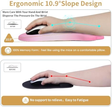 L-SPOUTTO Ergonomic Mouse Pad with Wrist Rest,Pink Mouse Pad Wrist Support - Image 5