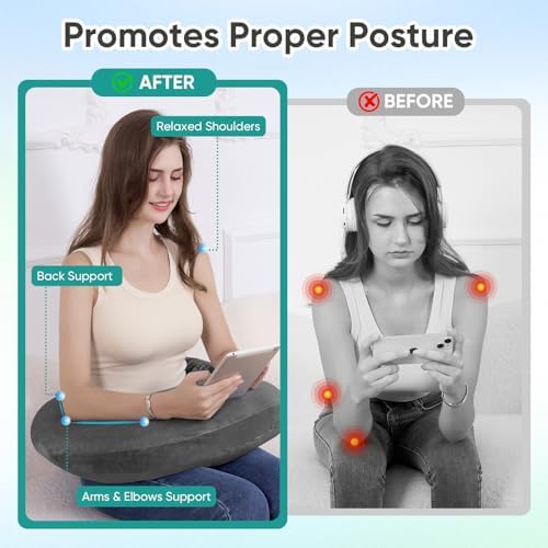 Reading Pillow for Gaming, Lap Desk Pillow Crochet Pillow Ergonomic Arm Support for Sitting in Bed or Couch, Pain Relief and Fatigue for Gaming, Reading, Crocheting, Playing & Working - Image 3