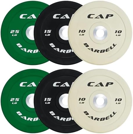 CAP 2-inch Olympic Bumper Plate Weight Set | 100-370 lbs | Multiple Colors | Storage Rack Optional by CAP