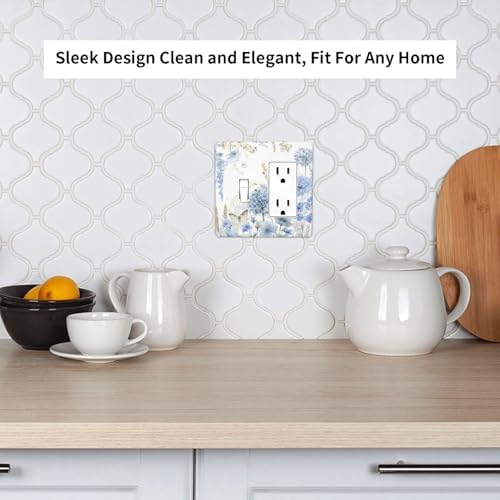 Decorative Outlet Covers Blue Floral Hydrangea Watercolor Wildflower 2-Gang Combo Light Switch Cover Plate Single Toggle/Rocker Wall Plate Plug Switch Plate Covers for Bathroom Decor - Image 7