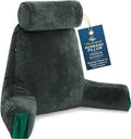 Husband Pillow Medium Reading Pillow with Arms - 23" Backrest for Sitting Up in Bed - Firm Support Bed Rest Pillow for Adults, Neck Roll, Removable Cover - TV, Reading, Lounging - Dark Green by HusbandPillow