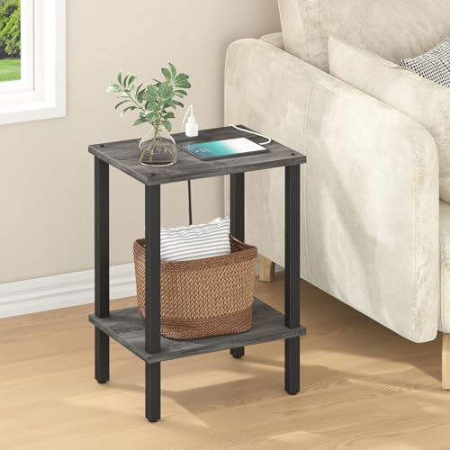 TUTOTAK End Table with Charging Station, Side Table Set of 2, Nightstand - Image 5