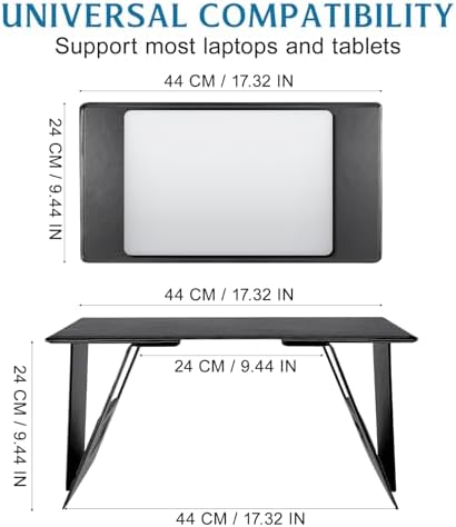 PRETYZOOM Foldable Lap Desk for Bed and Couch, Portable Laptop and Tablet Stand with 4 Adjustable Angles, Non-Slip PU Leather Bed Tray for Reading, Browsing, Streaming, Fits Laptops up to 17 Inches - Image 3