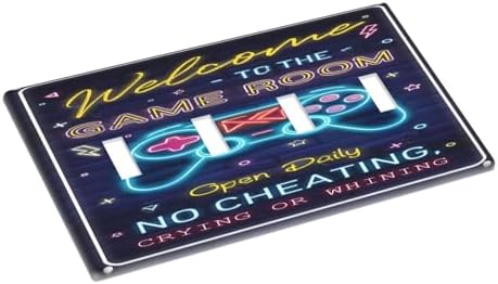 Decorative Switch Plate Covers Welcome to the Game Room Sign 4 Gang Light Switch Cover Plate Quad Toggle Wall Plate 4 Hole Electrical Switchplatedimmer Faceplate for Bedroom Decor - Image 3