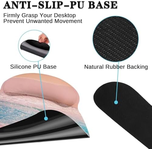Arttown Keyboard Mouse Pad Set, 4 in 1 Desk Mat Set Beach Ocean Turquoise - Image 5
