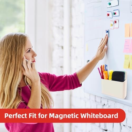 KITANIS Magnetic Pen Holder,2 Pack Magnetic Dry Erase Marker Holder with Generous Compartments,Strong Magnet Storage Marker Pen Pencil Organizer for Refrigerator,Whiteboard,Locker Accessories - Image 5