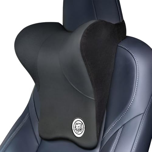 Car Neck Pillow for Driving Seat, Soft Memory Foam Headrest Pillow with Adjustable Strap and Removable Cover, Ergonomic Neck Support for Car, Office Chair, Gaming Chair – Dark Grey by TKLoop
