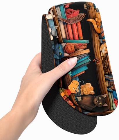 Dapesuom Enlarge Keyboard Wrist Rest, Memory Foam Wrist Cushion for Desk Mats Support, Cute Typing Pain Relief Keyboard Mouse Pad Rests Set with Non-Slip Base for Gaming Laptop Computer, Library Cats - Image 3
