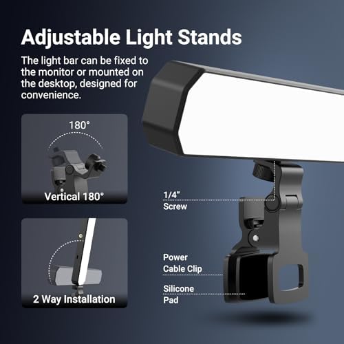 NEEWER Basics Desktop LED Light Kit with 11" Stand/Monitor Clamp, 2 Pack(12W) CRI95 Bi Color Video Conference Zoom Lighting for Laptop Computer Webcam, Compatible with iPhone Video Recording, L10 - Image 6