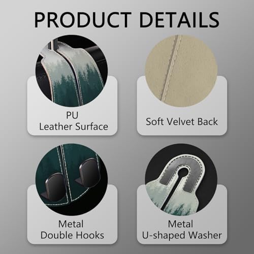 Blusabaca 2PCS Car Seat Headrest Hooks, Purses Bags Holder, Forest Trees - Image 4