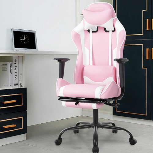 Gaming Chair, High Back PU Leather Gaming Chairs Computer Chair with Headrest & Lumbar Support, Height Adjustable Wide Seat Gaming Chairs for Adults, Game Chair with Footrest & Armrest - Image 7