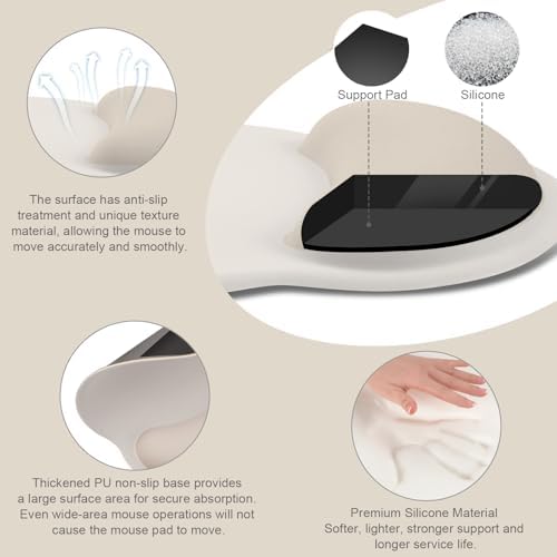 MOSISO Wrist Rest Support for Mouse Pad&Keyboard Set, Khaki - Image 2