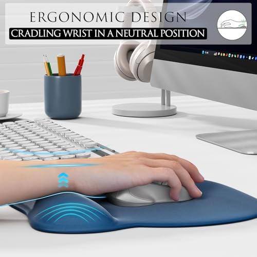 MROCO Ergonomic Mouse Pad with Gel Wrist Rest, 9.4 x 8.1 in, Navy Blue - Image 5