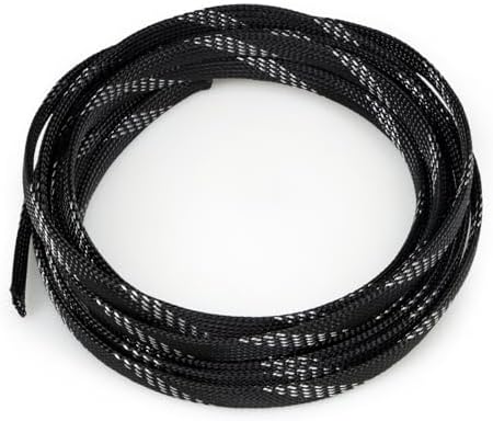 Braided Cable Sleeve, 16.4ft Expandable Mesh Cable Management Sleeve, Wear-Resistant Cord Protectors from Pets No Chew Flexible Wire Sleeving for Audio Video (Black and Silver, 1/2") by ConveniencetoYourLife