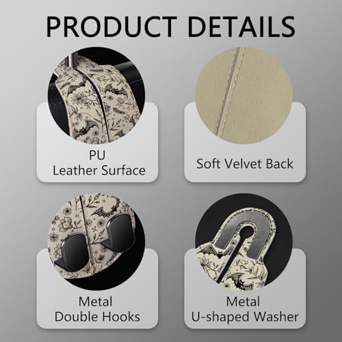 Blusabaca 2PCS Car Seat Headrest Hooks, Purses Bags Holder, Goth Bats - Image 4