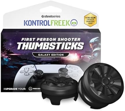 KontrolFreek FPS Freek Galaxy Black for PlayStation 4 (PS4) and PlayStation 5 (PS5) | Performance Thumbsticks | 1 High-Rise, 1 Mid-Rise | Black (Limited Edition) by KontrolFreek