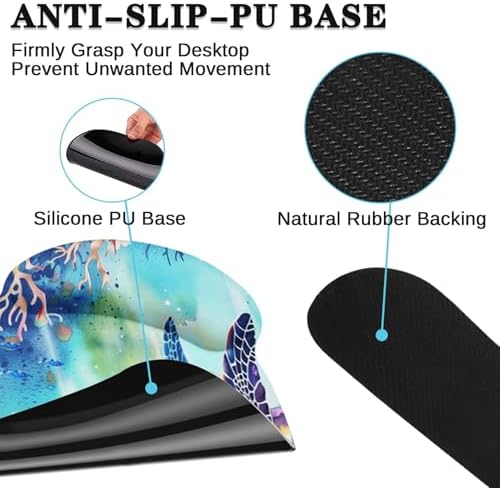 Arttown Keyboard Mouse Pad Set, 4 in 1 Desk Mat Set Sea Turtle - Image 5