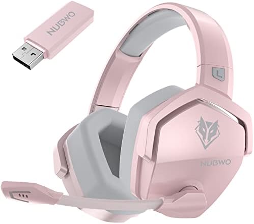 NUBWO G06 Dual Wireless Gaming Headset with Mic for PS5, PS4, PC, Mobile, Switch: 2.4GHz Wireless + Bluetooth - 100 Hr Battery - 50mm Drivers - Pink by NUBWO