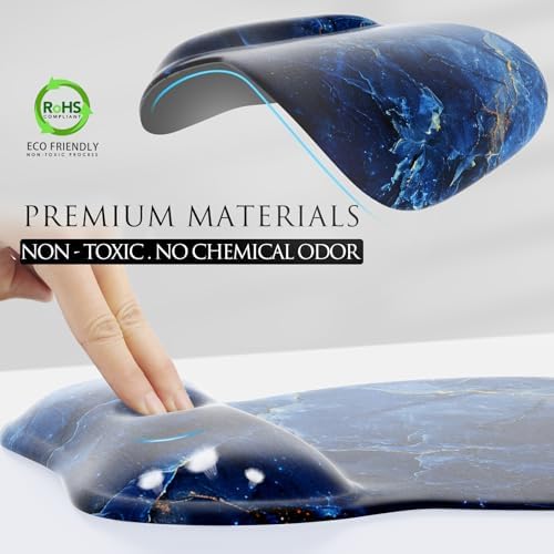 MROCO Ergonomic Mouse Pad with Gel Wrist Rest, 9.4 x 8.1 in, Ocean Marble - Image 3