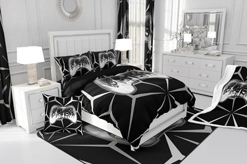 Feelyou Kids Gaming Comforter Set,Gamer Bedding Set Full Size for Boys Bedroom Room Decor,Video Game Contoller Comforter,Grey Geometric Game Bed Set All Season for Game Lovers - Image 6