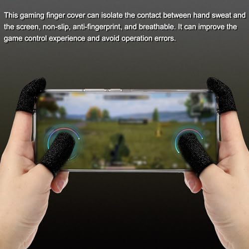 MECCANIXITY Finger Sleeves for Gaming, Touch Screen Finger Thumb Cover Sleeve, Carbon Fiber Anti-Sweat Breathable Black for Mobile Gaming Pack of 10 - Image 6