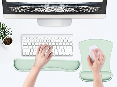 Ergonomic Keyboard Wrist Rest Memory Foam and Soft Gel Mouse Pad | Smooth Surface, Anti-Slip Base, Easy Typing and Pain Relief for Gaming, Office, Laptop, Green - Image 6