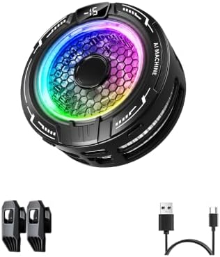 Magnetic Phone Cooler, Low Noise USB Cooling Fan with Smart Temp Control, RGB Light, Magnetic Ring & Clip Compatible, Cellphone Radiator for iPhone Magnetic Series/Android/Tablet/iPad by Unknown