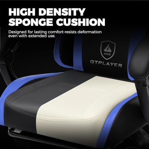 GTPLAYER Gaming Chair, Ergonomic Game Computer Chairs with Foot Rest for Adults, Adjustable PC Game Chair with Reclining Function and Comfortable Headrest for Home and Office Use (Blue) - Image 4