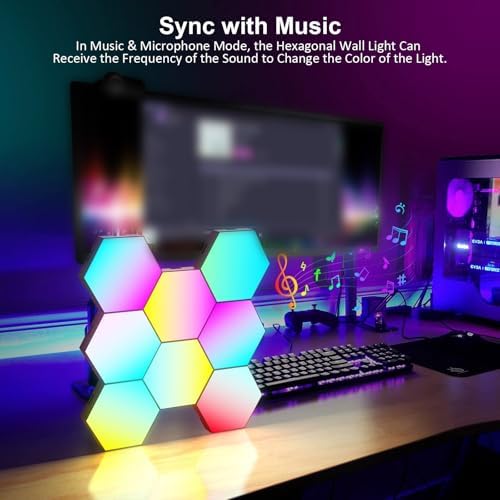 Vcwtty Music Sync Hexagon Light Panels, 13 Colors, 10 Pack - Image 3