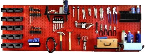 Wall Control Pegboard Organizer 8 ft Pegboard Master Workbench Kit with Red Toolboard and Black Slotted Hooks by Wall+Control