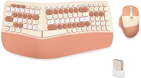 Wireless Ergonomic Keyboard and Mouse Combo with PU Wrist Rest, Carpal Tunnel Keyboard, 2.4G Colorful Split Ergo Keyboard, Comfortable Natural Typing, Compatible with PC/Laptop (Milk Tea) by Lomiluskr-ColorfulComputerAccessories