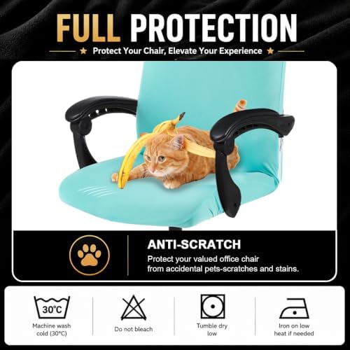 Elastic Computer Chair Cover with Durable Zipper - Protective Removable Washable Universal Office Desk Chair Seat Slip Cover - Stretchy Soft Anti-dust Desk Chair Seat Protector for Dogs, Cats, Pets - Image 5