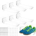 6 Pcs Acrylic Floating Shoe Display Shelves, Clear Wall Mount Levitating Sneaker Shelf for Collection Storage, Maximize Space in Bedroom Hallway Gaming Room by Unknown