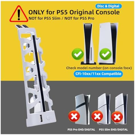 PS5 Cooling Fan with LED Light & USB Port, Quiet External Fan for PlayStation 5 Digital/Disc Console, White (Not Compatible with Slim/Pro) - Image 2
