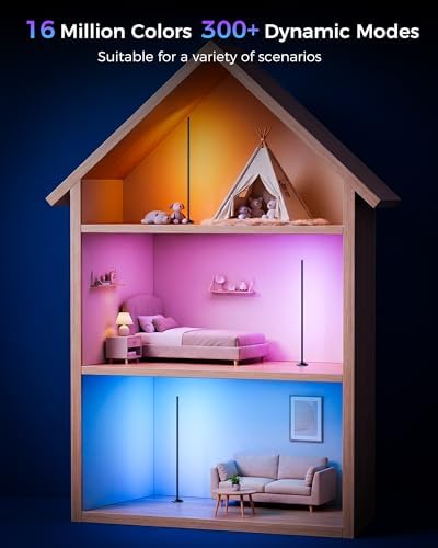 Corner LED RGB Floor Lamp, Smart Dimmable Corner Light with Music Sync, Color Changing Ambient Lighting with App and Remote Control, for Bedroom, Living Room Gaming Room - Image 3