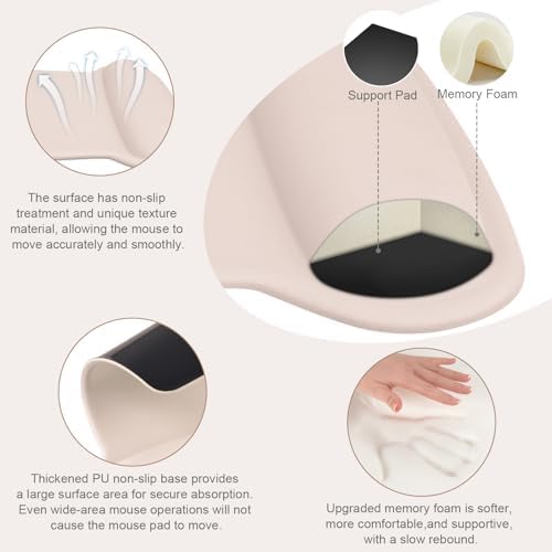 MOSISO Wrist Rest Support for Mouse Pad & Keyboard Set, Apricot - Image 2
