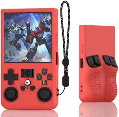 FIOPAZ for R36MAX Silicone Protective Case, Soft Skin for R36 MAX Retro Handheld Game Console Accessories, Anti-Scratch Washable Only for R 36 MAX Sleeve with Lanyard (Red) by FIOPAZ