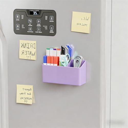 Yieach 2 Pack Magnetic Marker Holder for Whiteboard with Magnet and Adhesive - Non Slip Acrylic Magnetic Pen Cup,Dry Erase Marker Holder for Expo,Refrigerator,Locker and Classroom Organizer,Purple - Image 4