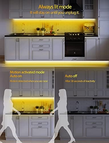 Daymeet Motion Sensor Lights Indoor, 16.4ft Motion Activated LED Strip Lights Under Bed Light, Night Lighting 3000K Warm White Under Cabinet Light for Hallway, Bedroom,Kitchen (NO APP) - Image 3