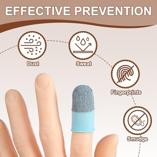 PATIKIL Controller Finger Thumb Sleeve, 40 Pack Mobile Gaming Finger Sleeve Silver Fiber Tip Gloves Anti-Sweat Breathable for Game Phone Touchscreen Devices, Blue - Image 4