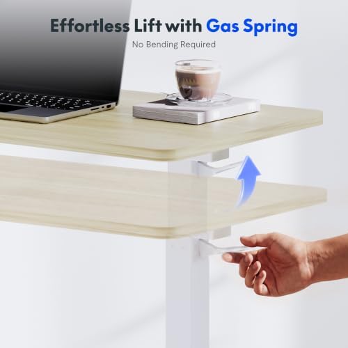 FLEXISPOT H7 32" Pneumatic Height-Adjustable Overbed Table with Wheels - Image 4