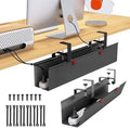 Under Desk Cable Management Tray - Under Desk Cord Management - Clamp/Screw Mount - Fabric Wire Management - Cable Raceways Tray Cord Hiders for Office/Home (Black, 28.5×5.6") by Cotohim