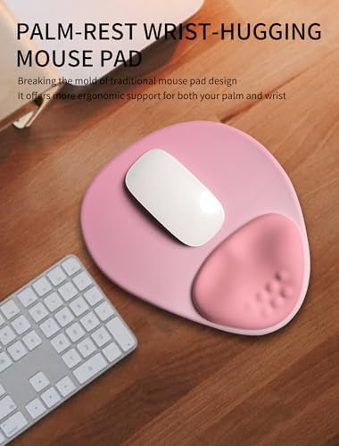 Palm-Rest and Wrist-Hugging Mouse Pad Wrist Rest, Ergonomic Wrist Support with Curve Fitting Cushioned Memory Foam for Carpal Tunnel Pain Relief, 9.9 x 8.3 Inch, Blush Gradient - Image 2